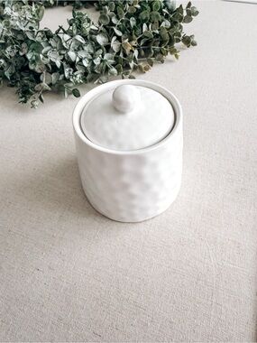 Market Square White Ceramic Honey Pot | Lidded Canister
